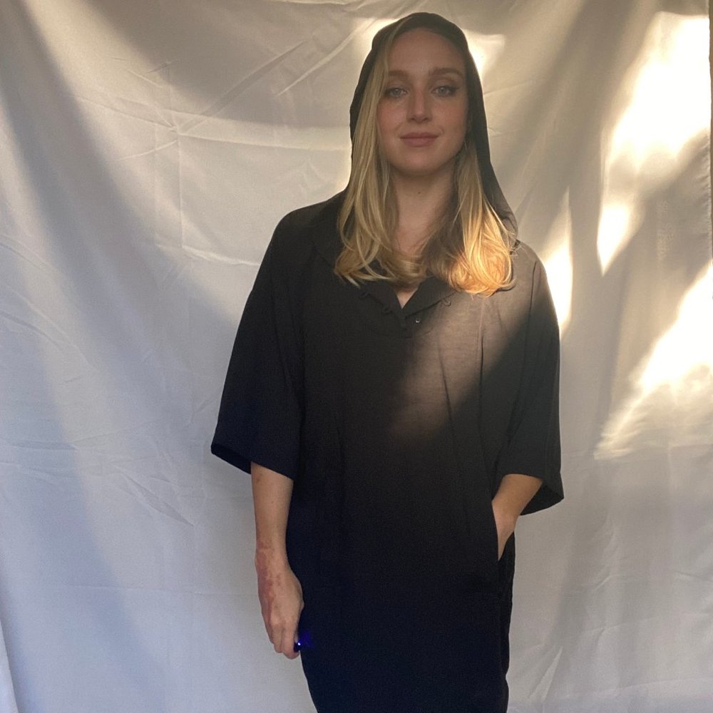 aoyama itohome black hoodie oversized dress